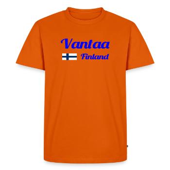 Vantaa Finland Print - Men's Premium Organic T-Shirt - orange  - Front - Nico (187cm)