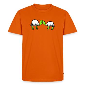 2 turtles cuddling sweet kissing couple love team - Men's Premium Organic T-Shirt - orange  - Front - Nico (187cm)