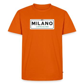 Milano town sign - Men's Premium Organic T-Shirt - orange  - Front - Nico (187cm)
