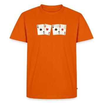 Vintage Retro Aces – Playing Cards - poker - Men's Premium Organic T-Shirt - orange  - Front - Nico (187cm)