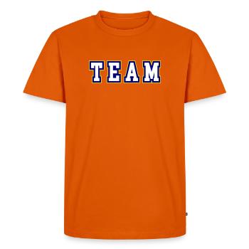 Lettrage d’équipe - T-shirt Premium bio Homme - orange  - Devant - Nico (187cm)