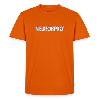 Neurospicy TDAH neurodivergent Autisme - T-shirt Premium bio Homme - orange  - Devant - Nico (187cm)