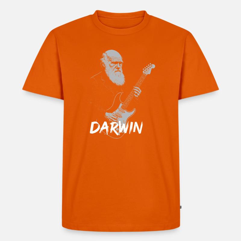 Darwin Playing Guitar Evolution - Men's Premium Organic T-Shirt - orange