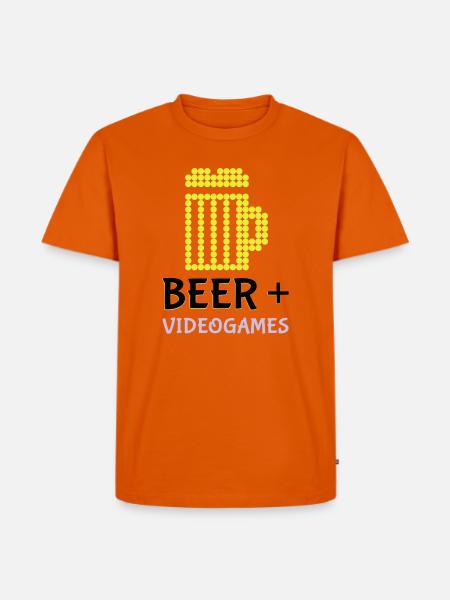 Pixel-Bier-Videospiele - Männer Premium Bio T-Shirt - Orange