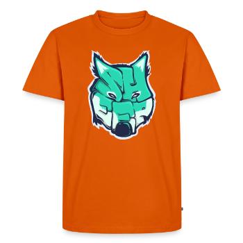 Loup-Mouton, mot dessiné - T-shirt Premium bio Homme - orange  - Devant - Nico (187cm)