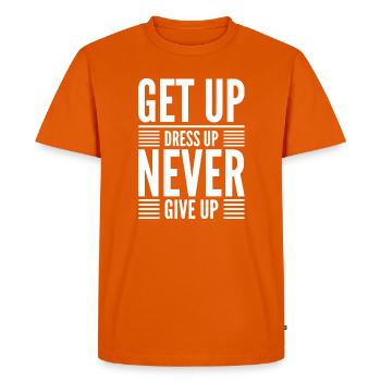 Lève-toi. Habillez-vous. N’abandonnez jamais. — Discipline Mind - T-shirt Premium bio Homme - orange  - Devant - Nico (187cm)
