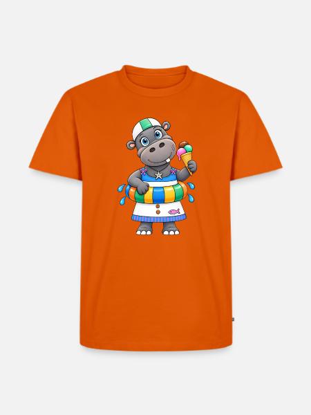 Nilpferd Sommer Lustiges Hippo - Männer Premium Bio T-Shirt - Orange