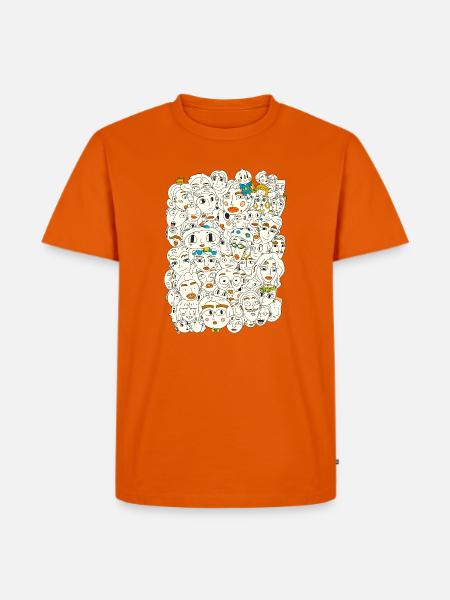 Gesichter auf und über Gesichter - Männer Premium Bio T-Shirt - Orange