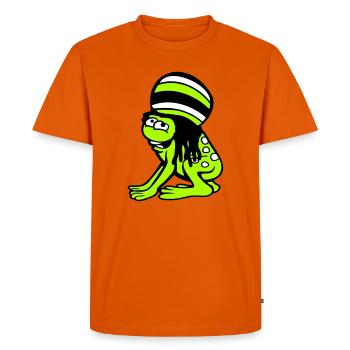 grenouille Reggae musique Rasta cheveux chapeau Jamaïque Fun - T-shirt Premium bio Homme - orange  - Devant - Nico (187cm)