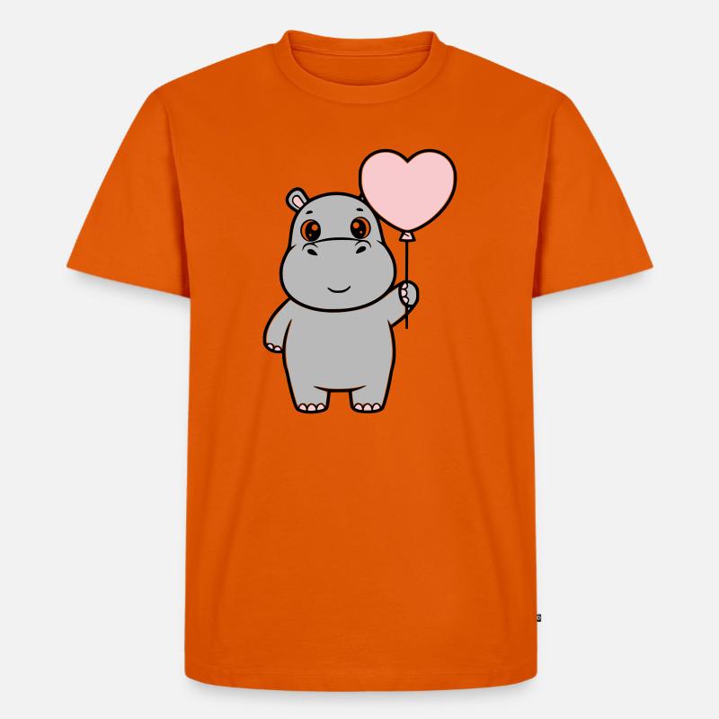 Süßes Nilpferd Herz Ballon Liebe - Männer Premium Bio T-Shirt - Orange 