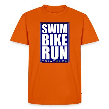 Triathlon Natation Course Cyclisme - T-shirt Premium bio Homme - orange  - Devant - Nico (187cm)
