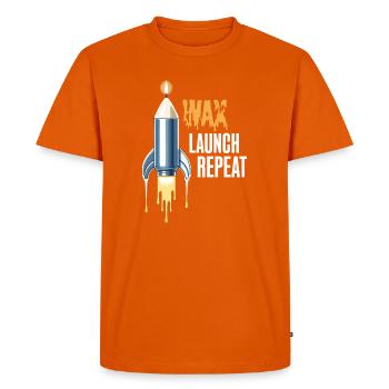 WAX Launch Repeat – Fun Rocket Candle Design - Men's Premium Organic T-Shirt - orange  - Front - Nico (187cm)