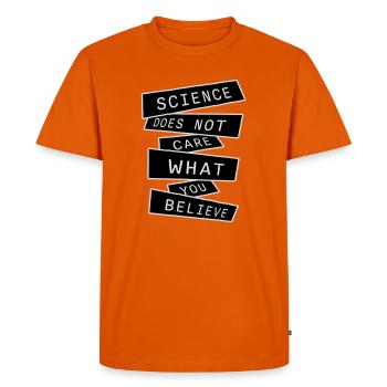 La science se moque de ce que vous croyez Logo des faits - T-shirt Premium bio Homme - orange  - Devant - Nico (187cm)