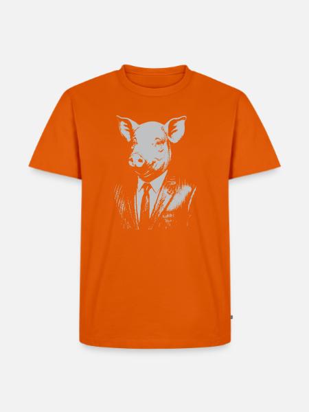 Elegantes Schwein im Anzug - Männer Premium Bio T-Shirt - Orange 