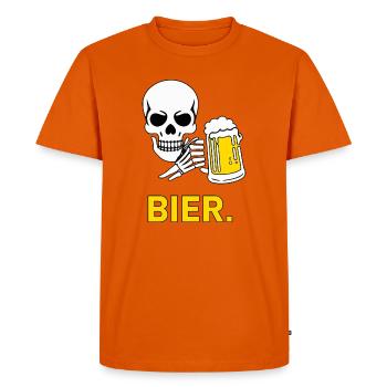 BEER. – Skull & Beer Mug After-Work Motif - Men's Premium Organic T-Shirt - orange  - Front - Nico (187cm)