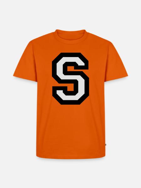 Buchstabe S (zweifarbig) - Männer Premium Bio T-Shirt - Orange 