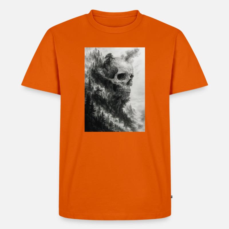 Unheimliche Waldschädel-Illustration - Männer Premium Bio T-Shirt - Orange