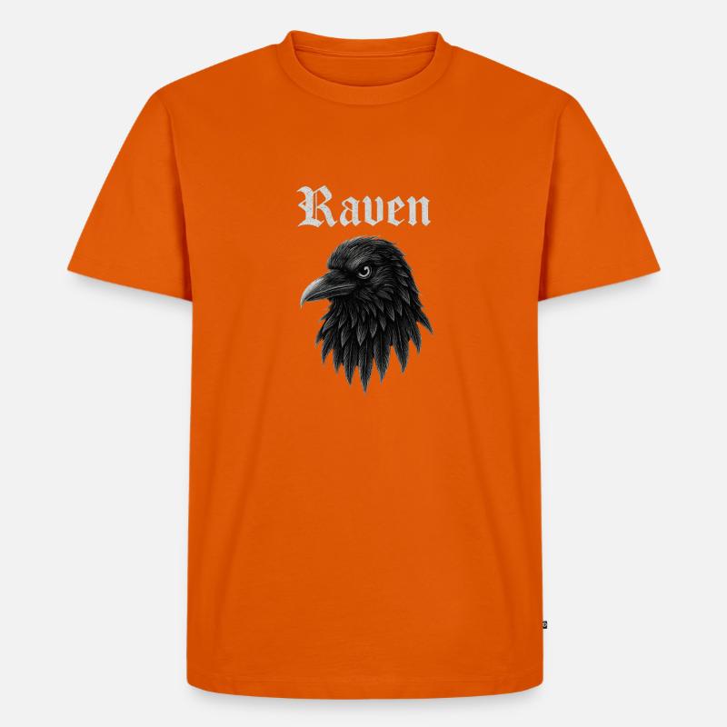 Rabe Gothic Kopf-Illustration Geschenkidee Style  - Männer Premium Bio T-Shirt - Orange 
