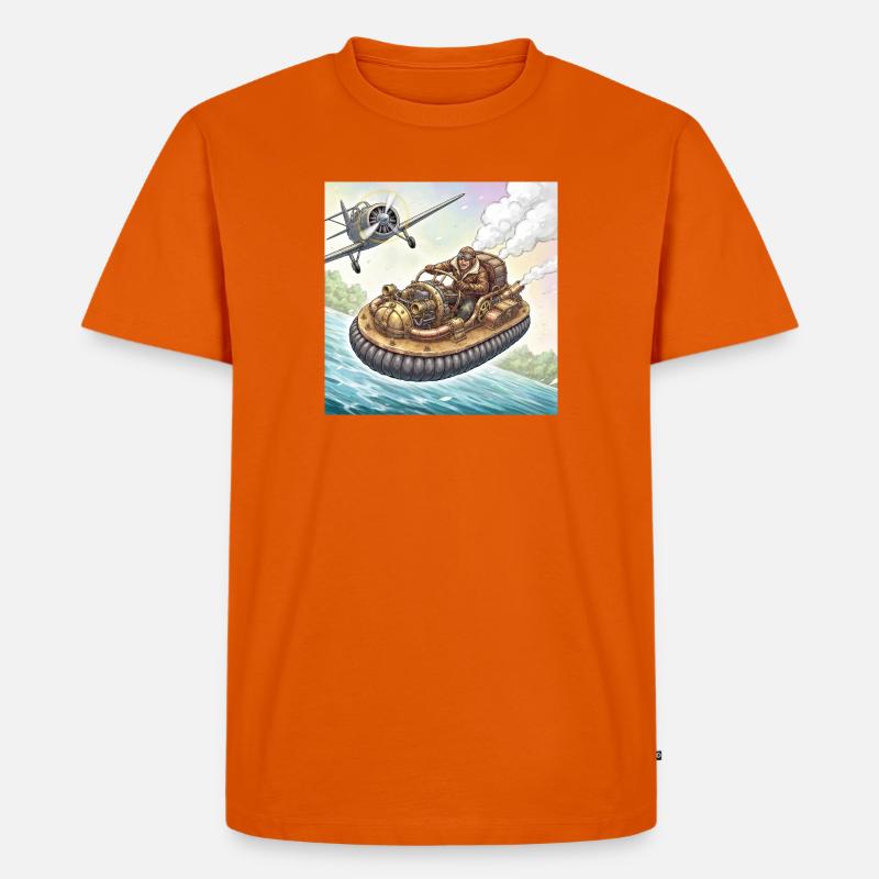 Steampunk-Luftboot-Flussjagd - Männer Premium Bio T-Shirt - Orange 