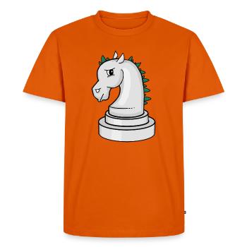 Pièce d’échecs : cheval d’échecs punk agacé - T-shirt Premium bio Homme - orange  - Devant - Nico (187cm)