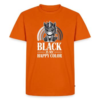 Unicorn Glow: Black Is My Happy Color - Men's Premium Organic T-Shirt - orange  - Front - Nico (187cm)