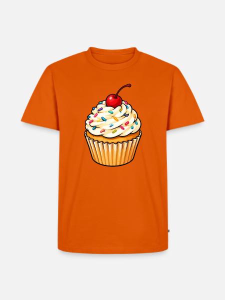 Kirschen Cupcake mit Streuseln - Männer Premium Bio T-Shirt - Orange 