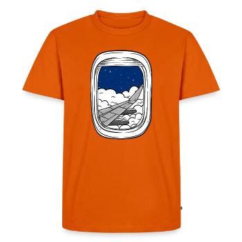 Night flight over cloud windows - Men's Premium Organic T-Shirt - orange  - Front - Nico (187cm)