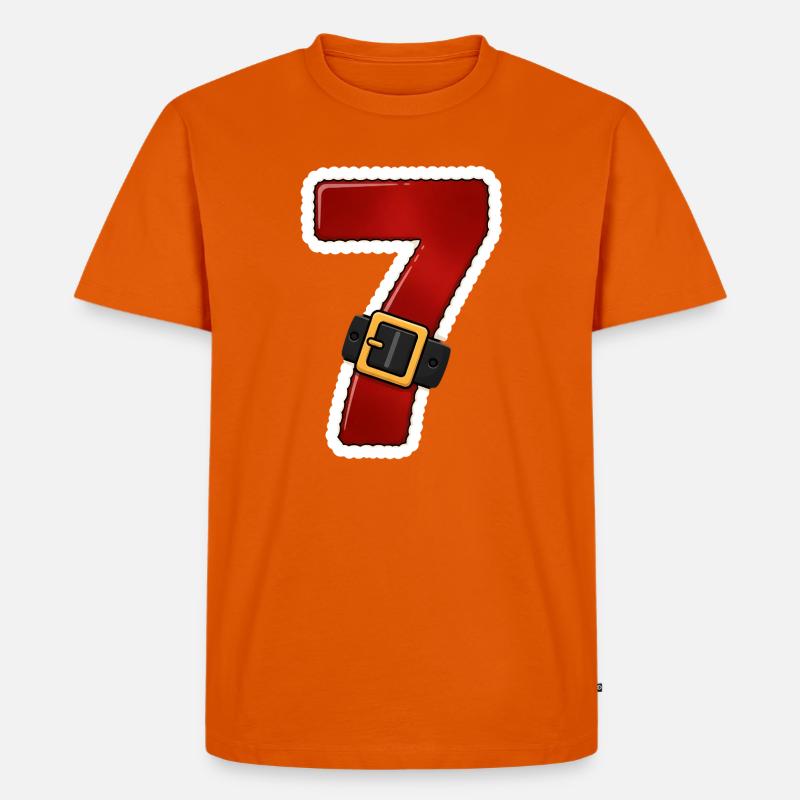 Roter Sieben mit Gürtel - Männer Premium Bio T-Shirt - Orange 