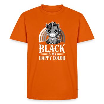 Unicorn Rainbow: Black Is My Happy Color - Men's Premium Organic T-Shirt - orange  - Front - Nico (187cm)