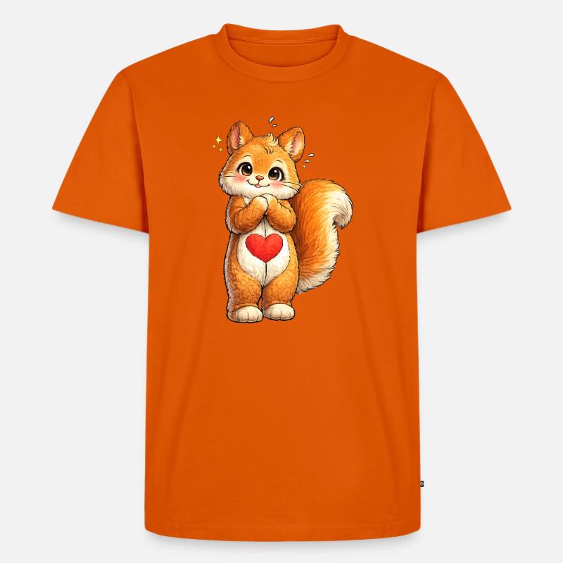Schüchternes Eichhörnchen mit rotem Herz - Männer Premium Bio T-Shirt - Orange 