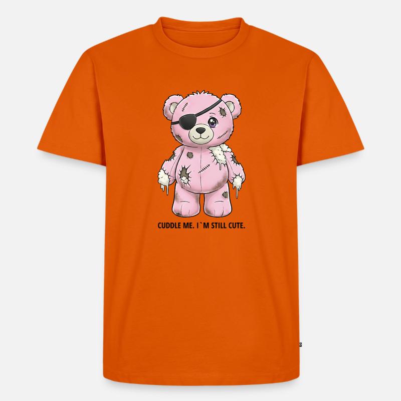 Patchwork Pinker Teddybär mit Augenklappe - Männer Premium Bio T-Shirt - Orange 