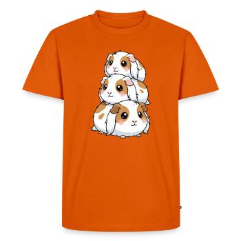 Stacked Guinea Pig Kawaii Trio - Men's Premium Organic T-Shirt - orange  - Front - Nico (187cm)