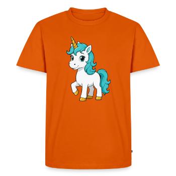 Turquoise unicorn with luminous mane - Men's Premium Organic T-Shirt - orange  - Front - Nico (187cm)