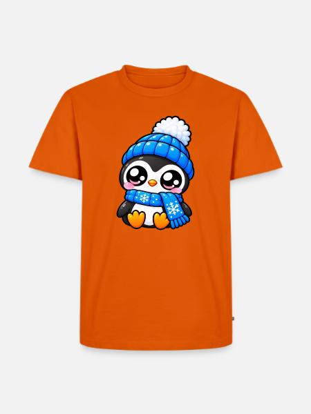 Süßer Winterblaupinguin - Männer Premium Bio T-Shirt - Orange