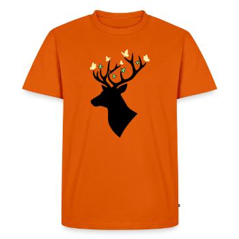 Papillon tête de cerf Multicolore - T-shirt Premium bio Homme - orange  - Devant - Nico (187cm)