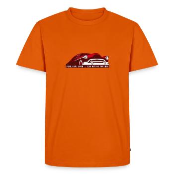 Voiture personnalisée - Rapide, Bas, Fort, Hot Rod - T-shirt Premium bio Homme - orange  - Devant - Nico (187cm)