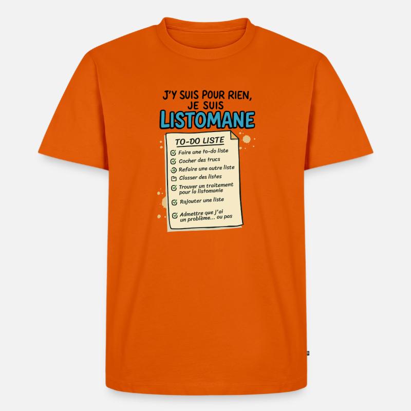Ich bin ein Listomane - Männer Premium Bio T-Shirt - Orange