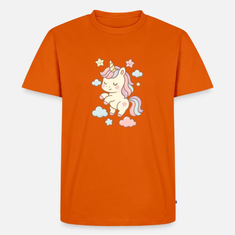 Schöne Einhorn-Illustration mit Pastellmuster - Männer Premium Bio T-Shirt - Orange