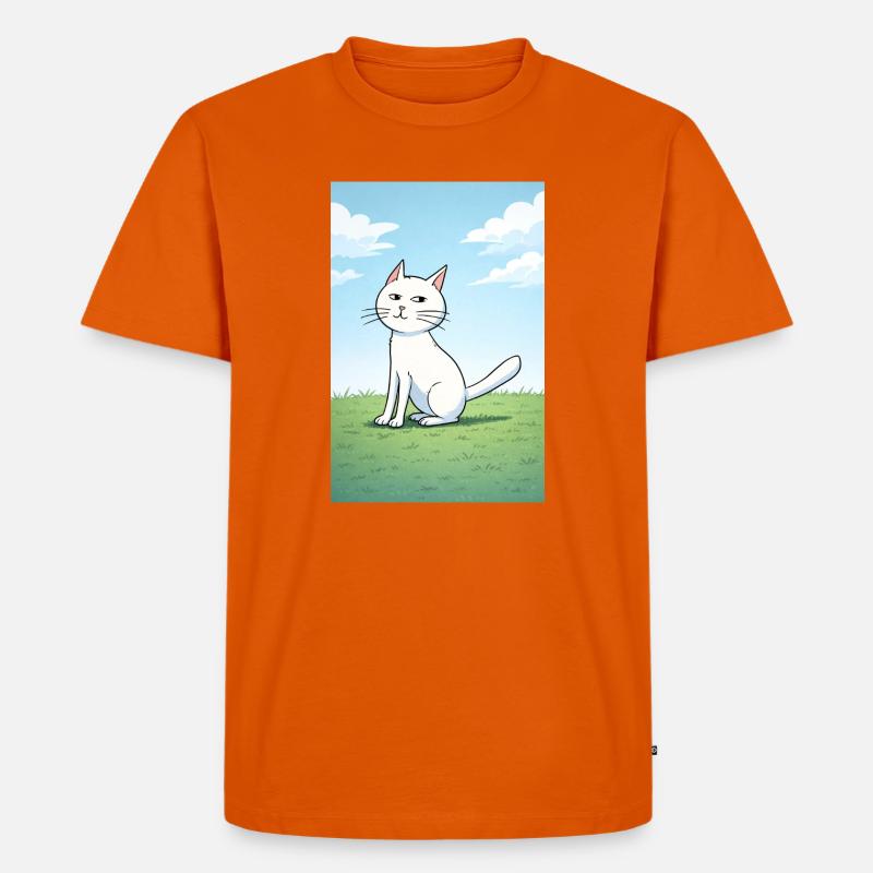Weiße Katze mit frechen Blick - Männer Premium Bio T-Shirt - Orange 
