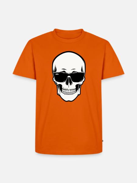 Skeleton with Sunglasses in Monochrome - Men's Premium Organic T-Shirt - orange