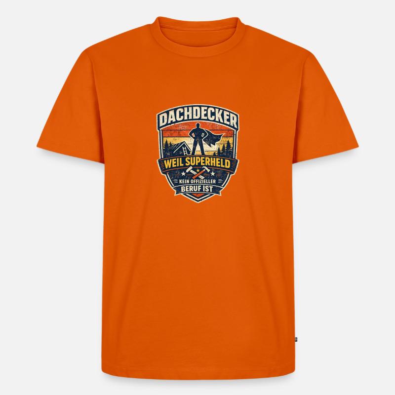 Dachdecker Superheld - Männer Premium Bio T-Shirt - Orange 