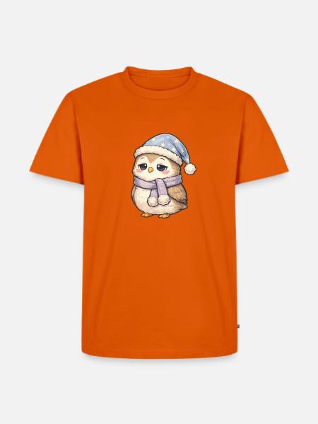 Schlafende Winter-Eule - Männer Premium Bio T-Shirt - Orange 