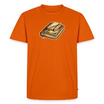 Journal de voyage vintage relié - T-shirt Premium bio Homme - orange  - Devant - Nico (187cm)