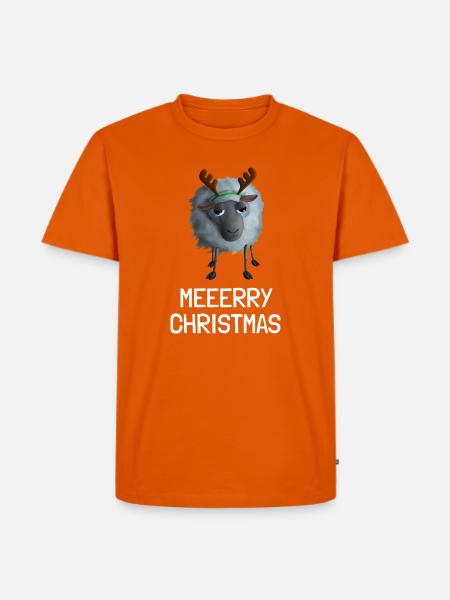 Meeerry Christmas Schaf - Mit Rentiergeweih - Männer Premium Bio T-Shirt - Orange
