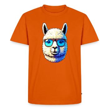 Alpaga avec lunettes de soleil - T-shirt Premium bio Homme - orange  - Devant - Nico (187cm)