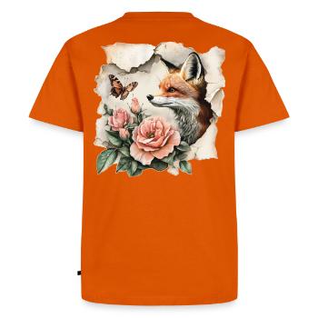 Fox with Butterfly - Men's Premium Organic T-Shirt - orange  - Back - Nico (187cm)