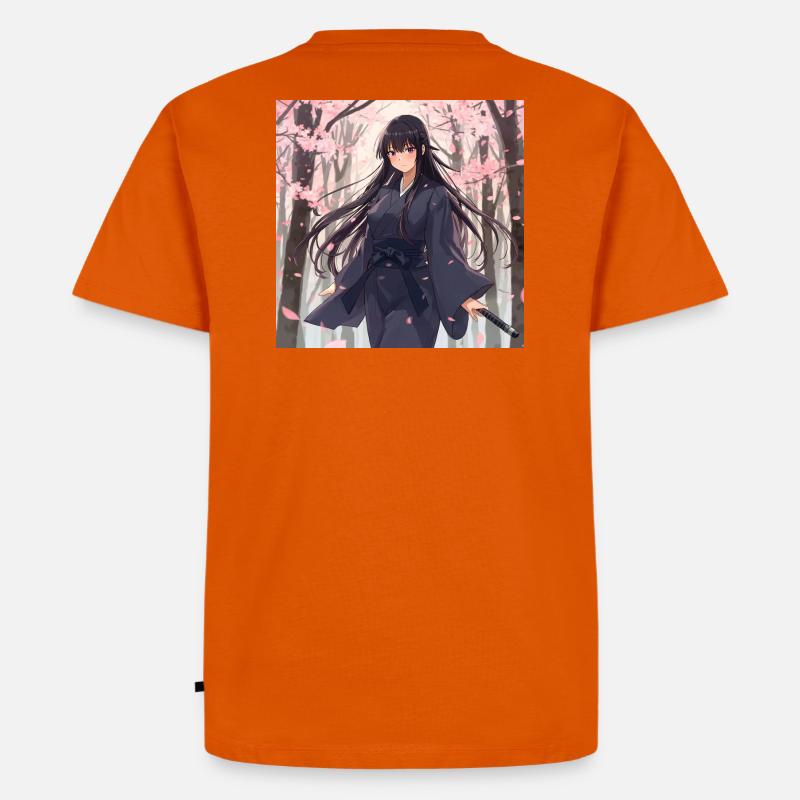 Sakura Schatten Samurai - Männer Premium Bio T-Shirt - Orange 