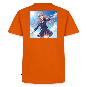 Schoolgirl in blue sky - Men's Premium Organic T-Shirt - orange  - Back - Nico (187cm)