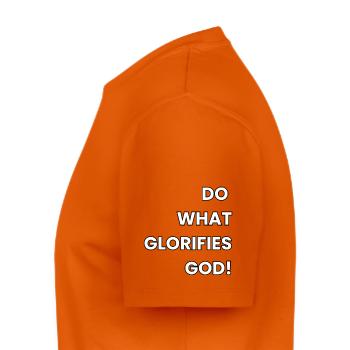 Glorify God - Men's Premium Organic T-Shirt - orange  - Left - Nico (187cm)