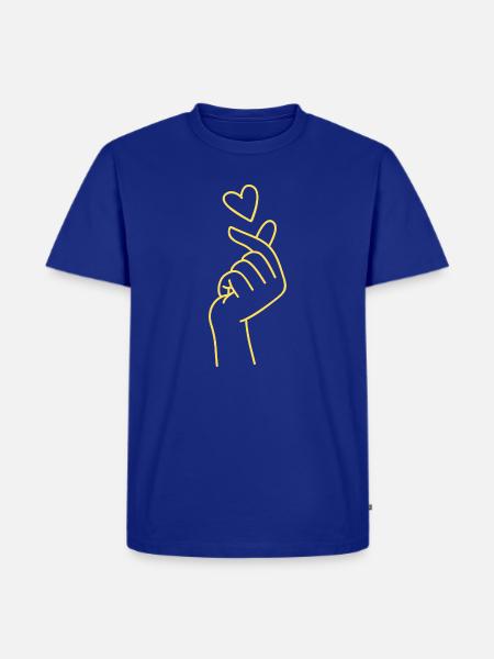Goldenes Herz-Handzeichen - Männer Premium Bio T-Shirt - Royalblau